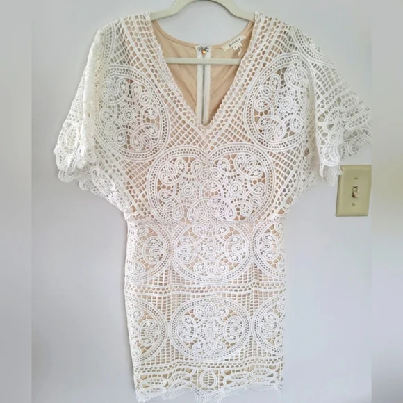 Soieblu Lace Dress Cream Sz M - Picture 2 of 10